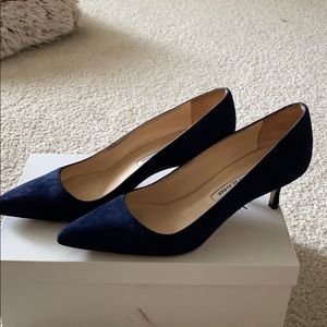 Manola Blahnik blue suede heels